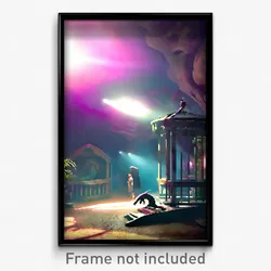 Pixel Art Poster - Mysterious Zoo (8 Bit Psychedelic Trippy Video Game Print)
