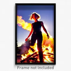 Pixel Art Poster - Sunny Fire (8 Bit Psychedelic Trippy Weird Video Game Print)