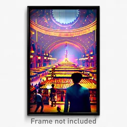 Pixel Art Poster - Humongous Bazaar (8 Bit Psychedelic Trippy Video Game Print)