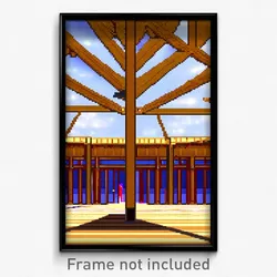 Pixel Art Poster - Tan Pavillion (8 Bit Psychedelic Trippy Video Game Print)