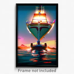 Pixel Art Poster - Outrageous Boat (8 Bit Psychedelic Trippy Video Game Print)