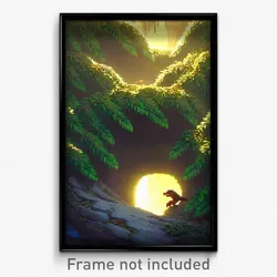 Pixel Art Poster - Nocturnal Burrow (8 Bit Psychedelic Trippy Video Game Print)