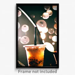 Pixel Art Poster - Shadowy Bubble Tea (8 Bit Psychedelic Video Game Print)