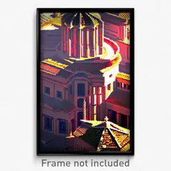 Pixel Art Poster - Rubbery Roman Architecture (8 Bit Video Game Print)