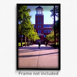Pixel Art Poster - Menacing Campus (8 Bit Psychedelic Trippy Video Game Print)