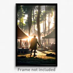 Pixel Art Poster - Hidden Encampment (8 Bit Psychedelic Trippy Video Game Print)