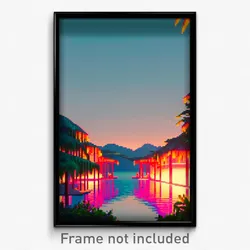 Pixel Art Poster - Homely Lagoon (8 Bit Psychedelic Trippy Video Game Print)