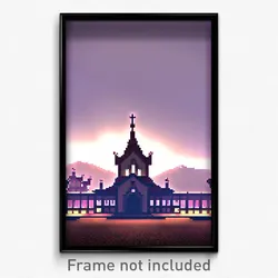 Pixel Art Poster - Pretty Nunnery (8 Bit Psychedelic Trippy Video Game Print)