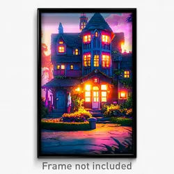 Pixel Art Poster - Tiny Manor (8 Bit Psychedelic Trippy Weird Video Game Print)