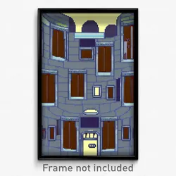 Pixel Art Poster - Wiggly Cartoon Architecture (8 Bit Video Game Print)
