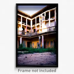 Pixel Art Poster - Abandoned Villa (8 Bit Psychedelic Trippy Video Game Print)