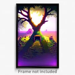 Pixel Art Poster - Strange Burrow (8 Bit Psychedelic Trippy Video Game Print)