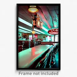 Pixel Art Poster - Bronze 50'S Diner (8 Bit Psychedelic Trippy Video Game Print)