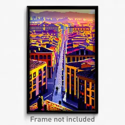 Pixel Art Poster - Thick Spanish City (8 Bit Psychedelic Video Game Print)