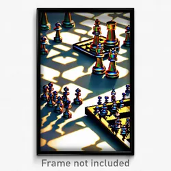 Pixel Art Poster - Metallic Chess (8 Bit Psychedelic Trippy Video Game Print)