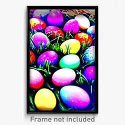 Pixel Art Poster - Damp Easter Eggs (8 Bit Psychedelic Trippy Video Game Print)