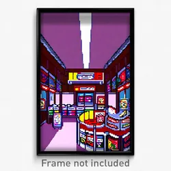Pixel Art Poster - Imaginary Comic Book Store (8 Bit Video Game Print)