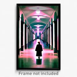 Pixel Art Poster - Dim Colonnade (8 Bit Psychedelic Trippy Video Game Print)
