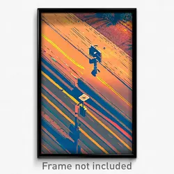 Pixel Art Poster - Silly Intersection (8 Bit Psychedelic Video Game Print)