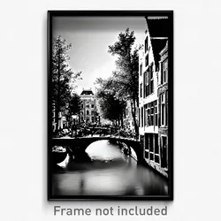 Pixel Art Poster - Black And White Amsterdam (8 Bit Video Game Print)