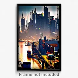 Pixel Art Poster - Tattered Canadian City (8 Bit Psychedelic Video Game Print)