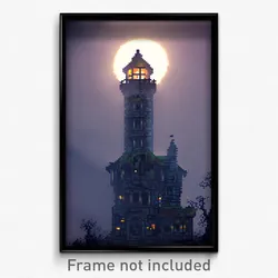 Pixel Art Poster - Haunted Tower (8 Bit Psychedelic Trippy Video Game Print)