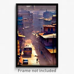 Pixel Art Poster - Dirty Indian City (8 Bit Psychedelic Trippy Video Game Print)