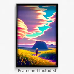 Pixel Art Poster - Swirly Prairie (8 Bit Psychedelic Trippy Video Game Print)