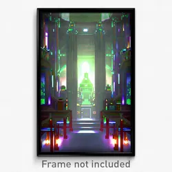 Pixel Art Poster - Monstrous Laboratory (8 Bit Psychedelic Video Game Print)