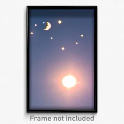 Pixel Art Poster - Pure Sun And Moon (8 Bit Psychedelic Trippy Video Game Print)