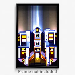 Pixel Art Poster - Modern Counting House (8 Bit Psychedelic Video Game Print)