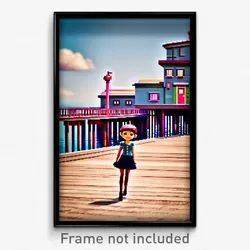Pixel Art Poster - Cute Wharf (8 Bit Psychedelic Trippy Weird Video Game Print)