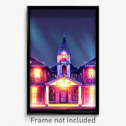 Pixel Art Poster - Quaint Asylum (8 Bit Psychedelic Trippy Video Game Print)