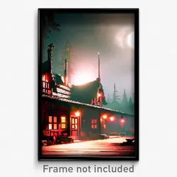 Pixel Art Poster - Mysterious Lodge (8 Bit Psychedelic Trippy Video Game Print)