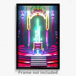 Pixel Art Poster - Energetic Throne Room (8 Bit Psychedelic Video Game Print)