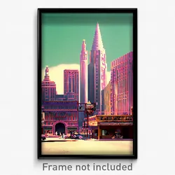 Pixel Art Poster - Antique Metropolis (8 Bit Psychedelic Video Game Print)