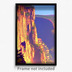 Pixel Art Poster - Average Cliff (8 Bit Psychedelic Trippy Video Game Print)