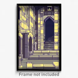 Pixel Art Poster - Complex Dungeon (8 Bit Psychedelic Trippy Video Game Print)