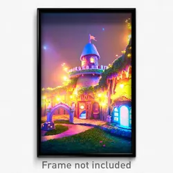 Pixel Art Poster - Whimsical Fort (8 Bit Psychedelic Trippy Video Game Print)
