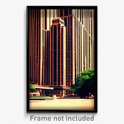 Pixel Art Poster - Dense American Architecture (8 Bit Video Game Print)