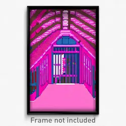 Pixel Art Poster - Pink Cellar (8 Bit Psychedelic Trippy Weird Video Game Print)