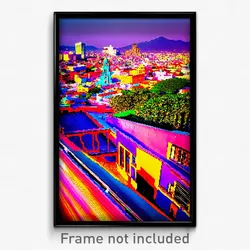 Pixel Art Poster - Colorful Mexico City (8 Bit Psychedelic Video Game Print)