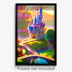 Pixel Art Poster - Whimsical Castle (8 Bit Psychedelic Trippy Video Game Print)
