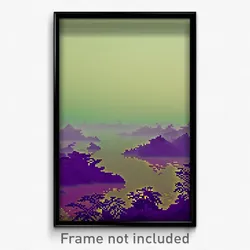 Pixel Art Poster - Smoggy Lagoon (8 Bit Psychedelic Trippy Video Game Print)