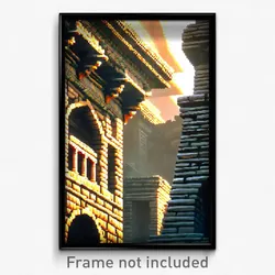 Pixel Art Poster - Buoyant Ancient Architecture (8 Bit Video Game Print)