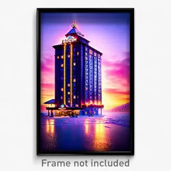 Pixel Art Poster - Frozen Hotel (8 Bit Psychedelic Trippy Video Game Print)