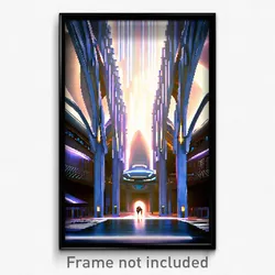 Pixel Art Poster - Gargantuan Futuristic Architecture (8 Bit Video Game Print)