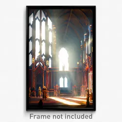 Pixel Art Poster - Arctic Scriptorium (8 Bit Psychedelic Video Game Print)