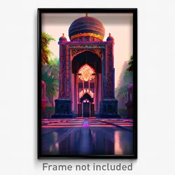Pixel Art Poster - Exotic Mausoleum (8 Bit Psychedelic Trippy Video Game Print)