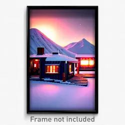 Pixel Art Poster - Arctic Hut (8 Bit Psychedelic Trippy Weird Video Game Print)